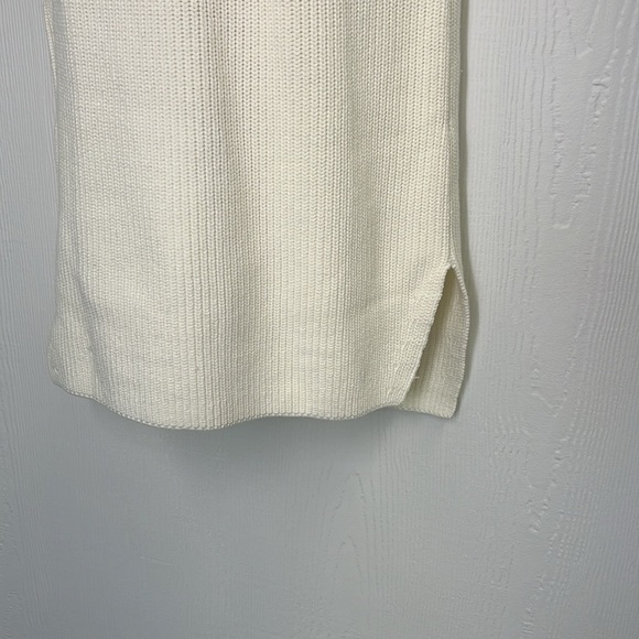 H&M - Ivory Ribbed Crewneck Sleeveless Long Slit Sweater Vest Size XS - Picture 7 of 11